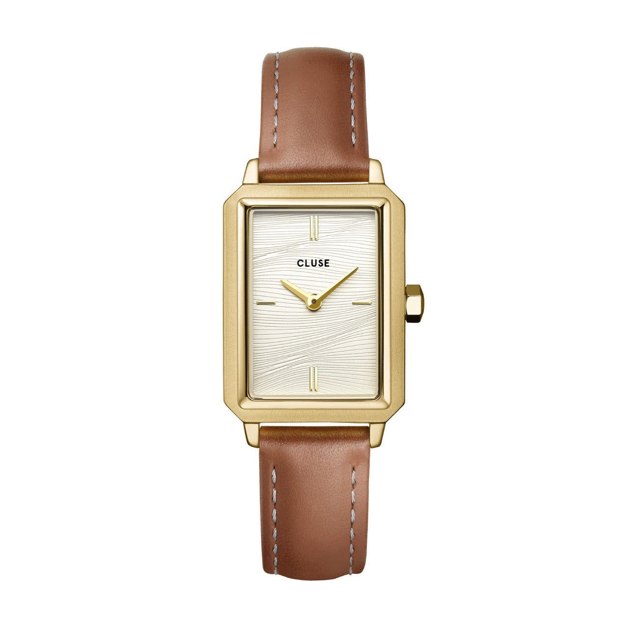 Cluse Fluette Leather Nutshell, Sand Texture White, Gold CW11515