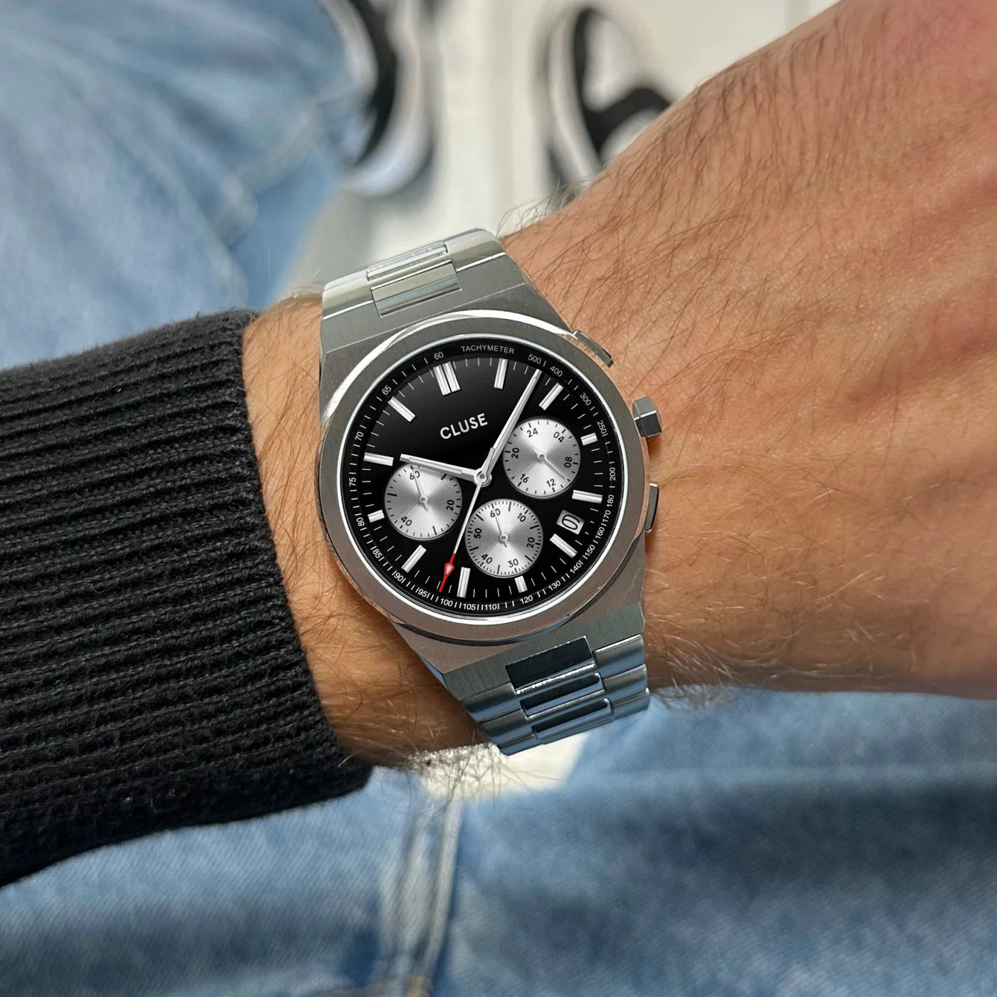 Cluse - Vigoureux Chrono Black/Silver Dial/ Silver Link CW20806