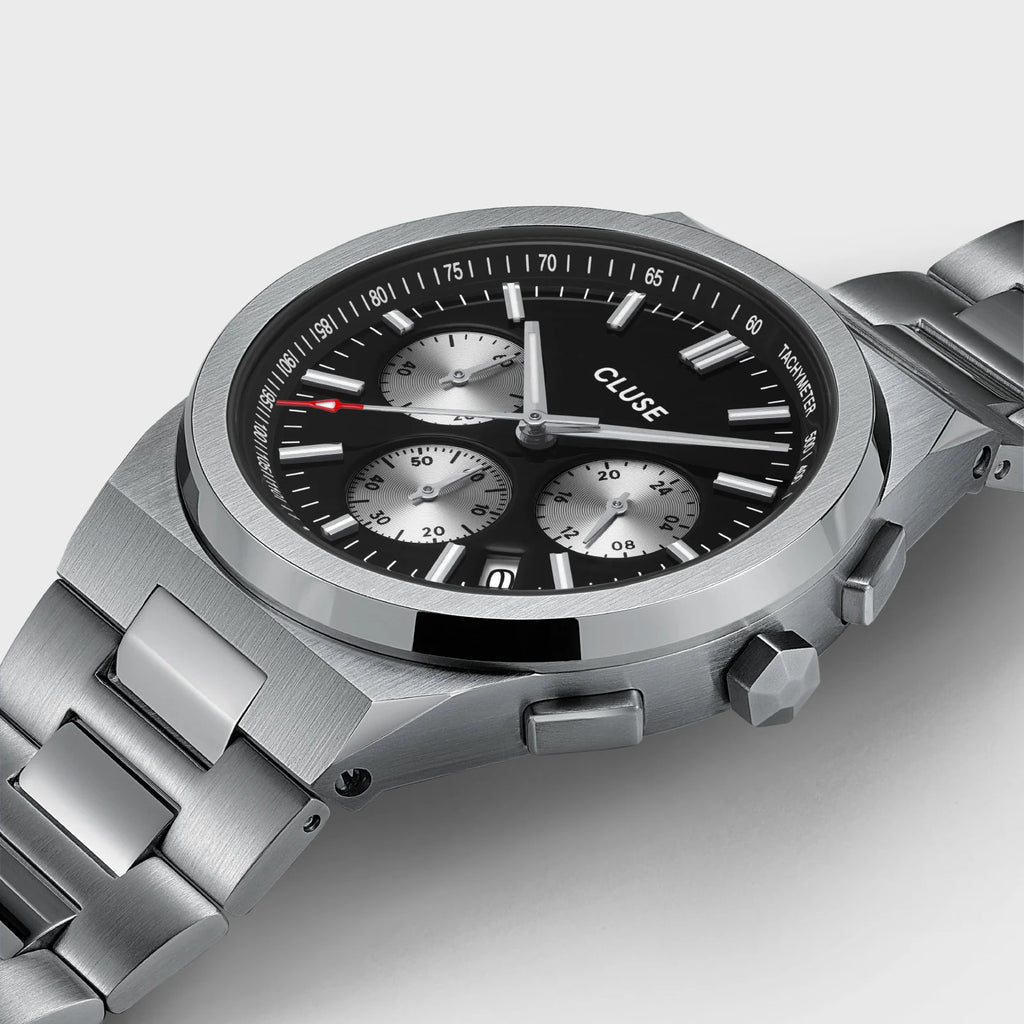 Cluse - Vigoureux Chrono Black/Silver Dial/ Silver Link CW20806