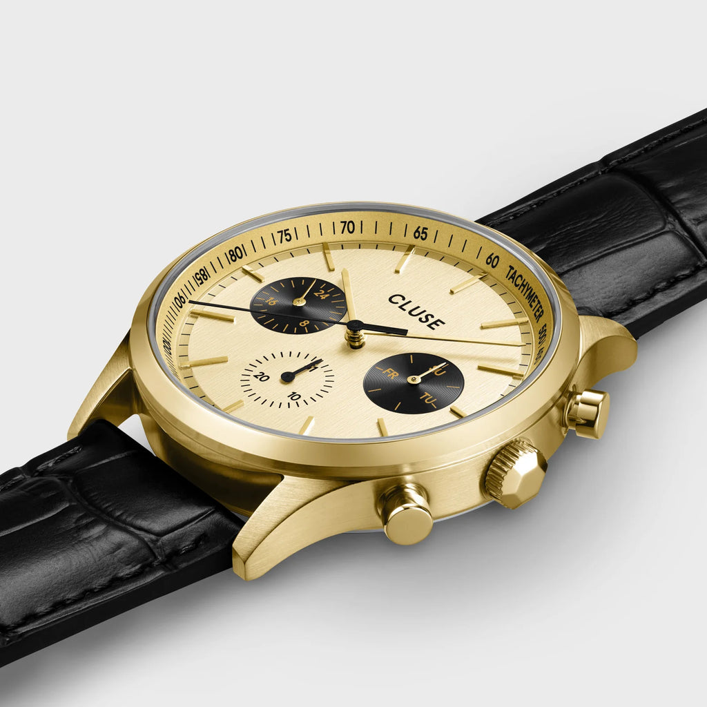 CLUSE Antheor Multifunction Gold Gold/Black Leather CW21005