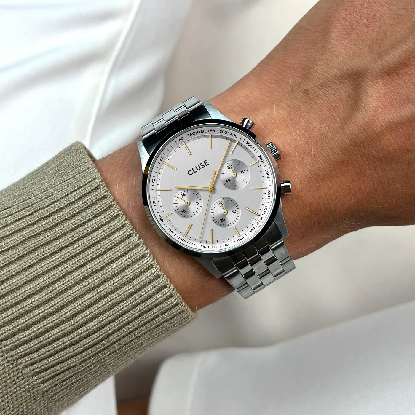 Cluse - Antheor Multifunction White/Steel/Steel Bicolour CW21010
