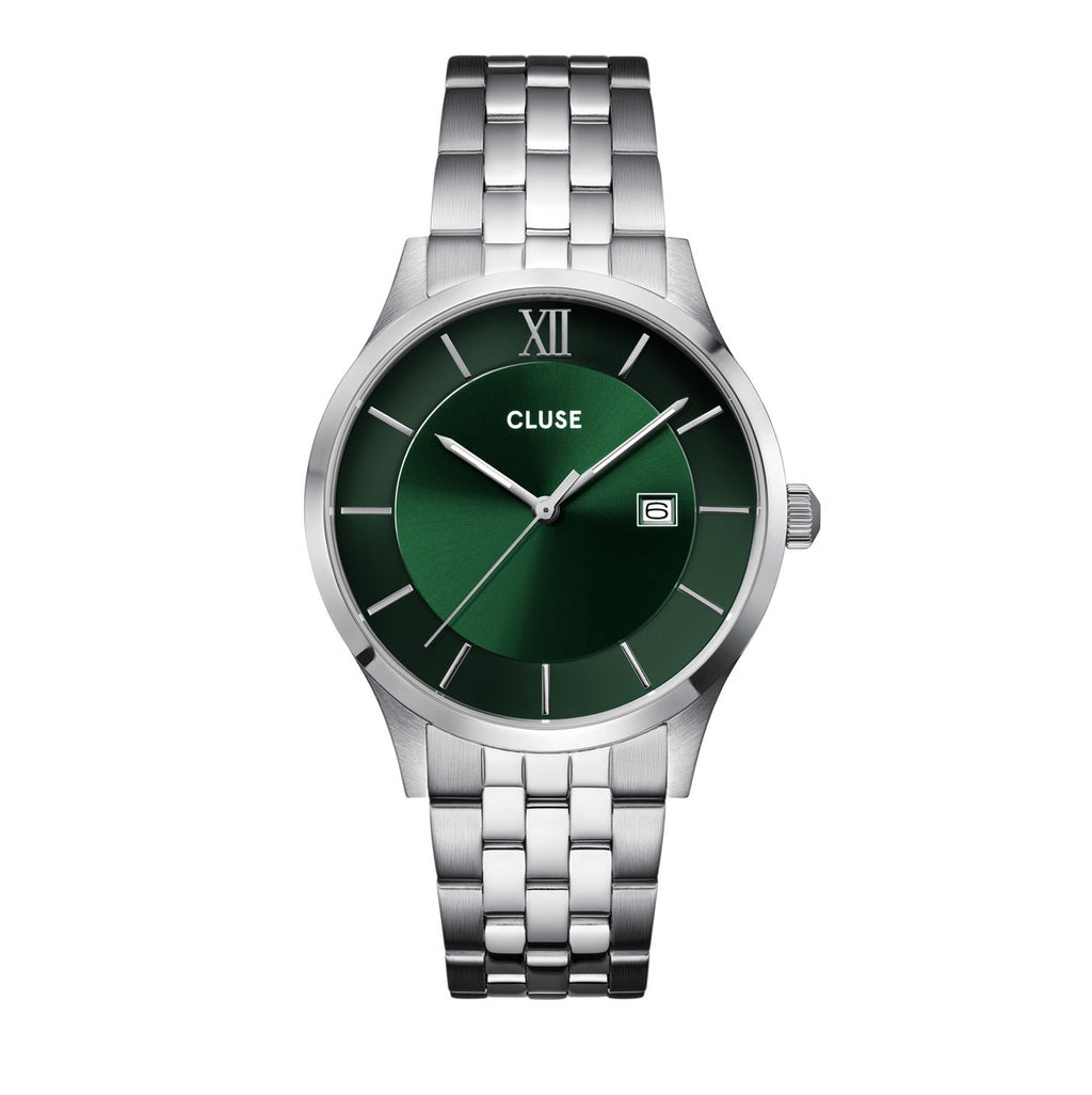 CLUSE Aravis Green/Silver Steel Link