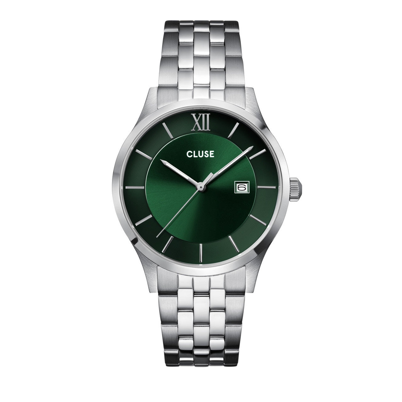 CLUSE Aravis Green/Silver Steel Link