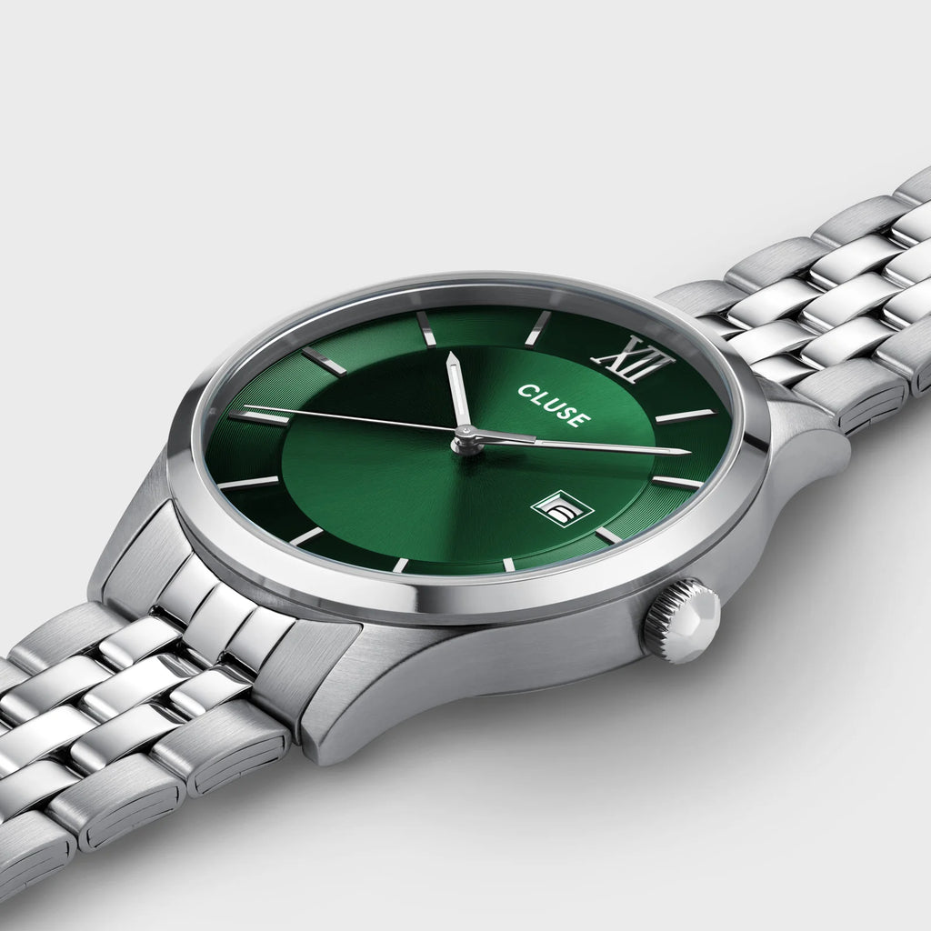 CLUSE Aravis Green/Silver Steel Link