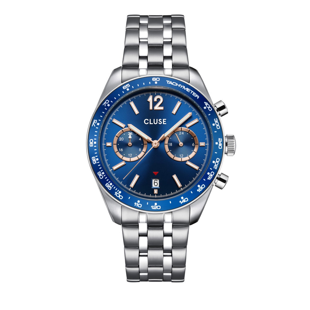 Aravis Dual Timer Watch Steel, Blue, Silver Colour