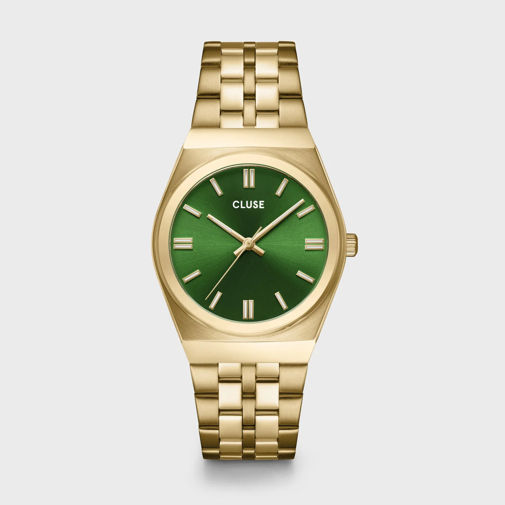 CLUSE Retro 70's Steel Gold Link/Forest Green