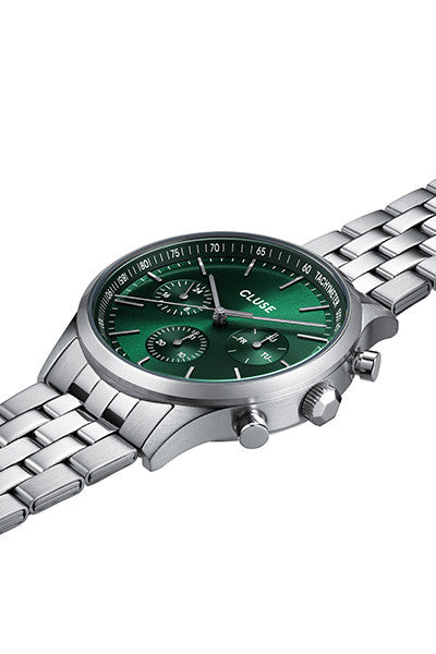 CLUSE - Antheor Multifunction green/silver steel link CW21002