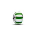 Platinum-plated charm with green and white Murano 735071C02