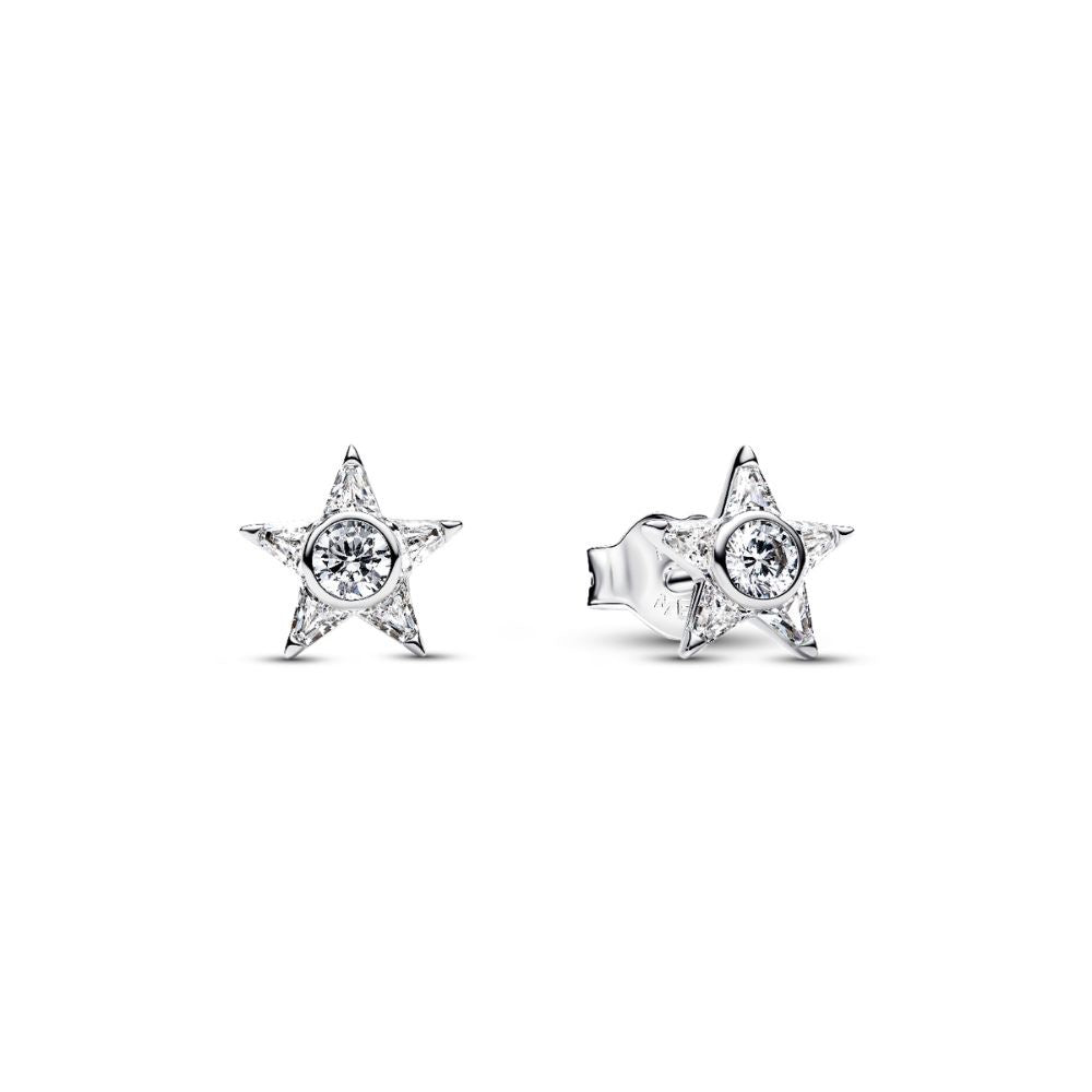 Star sterling silver stud earrings with clear cubi 295089C01