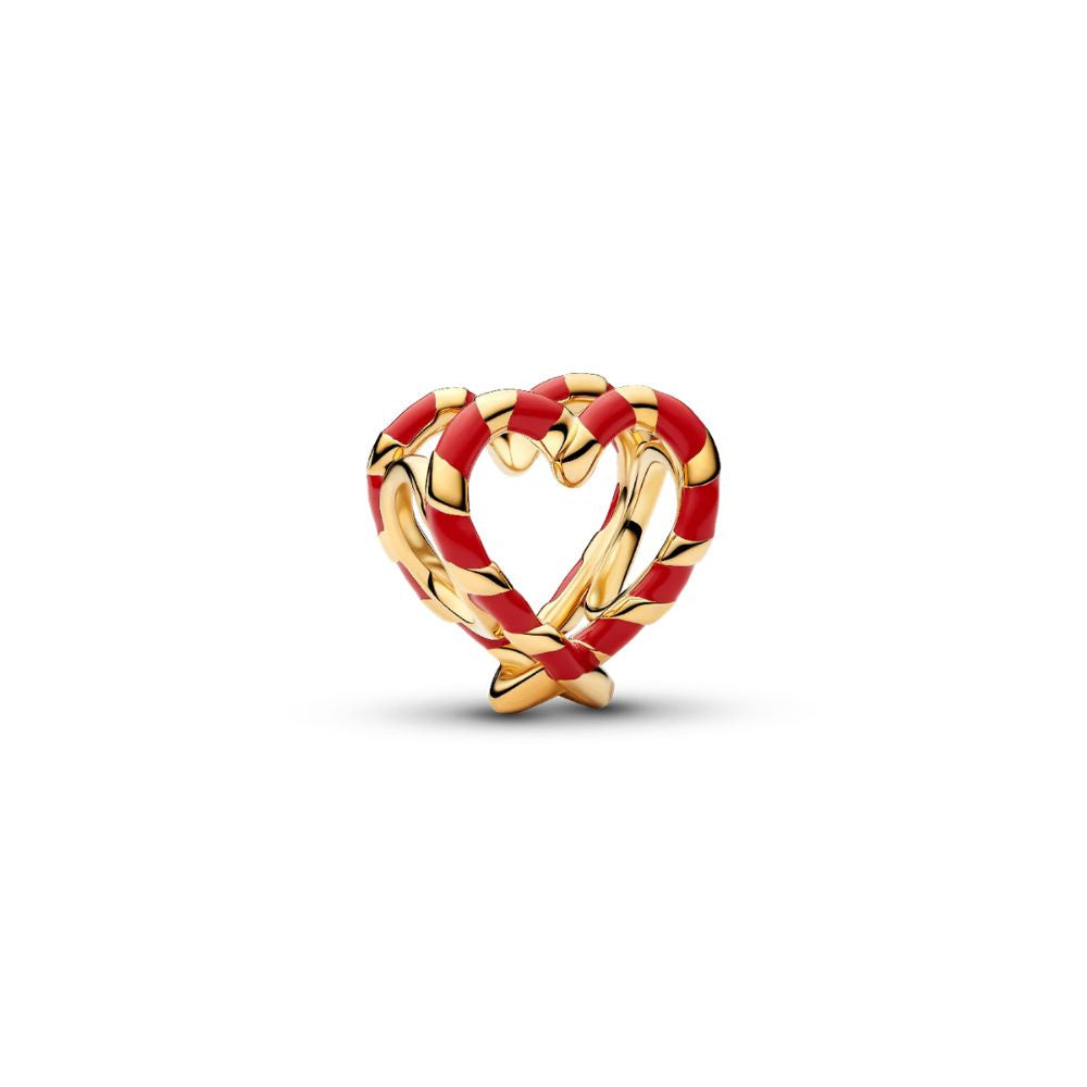 Candy cane heart 14k gold-plated charm with red en 765063C01
