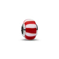 Platinum-plated charm with red and white Murano gl 735071C01