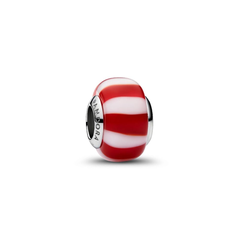 Platinum-plated charm with red and white Murano gl 735071C01