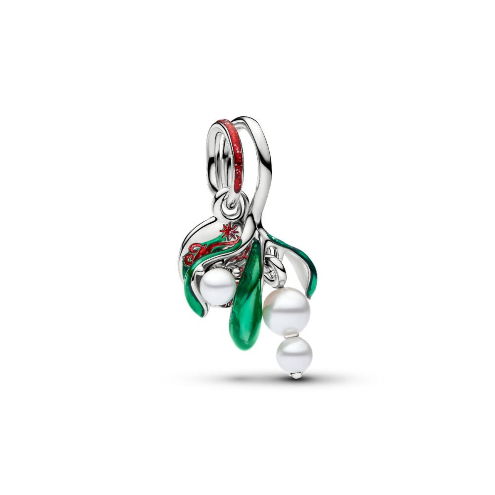 Mistletoe platinum-plated double dangle with lacqu 735066C01