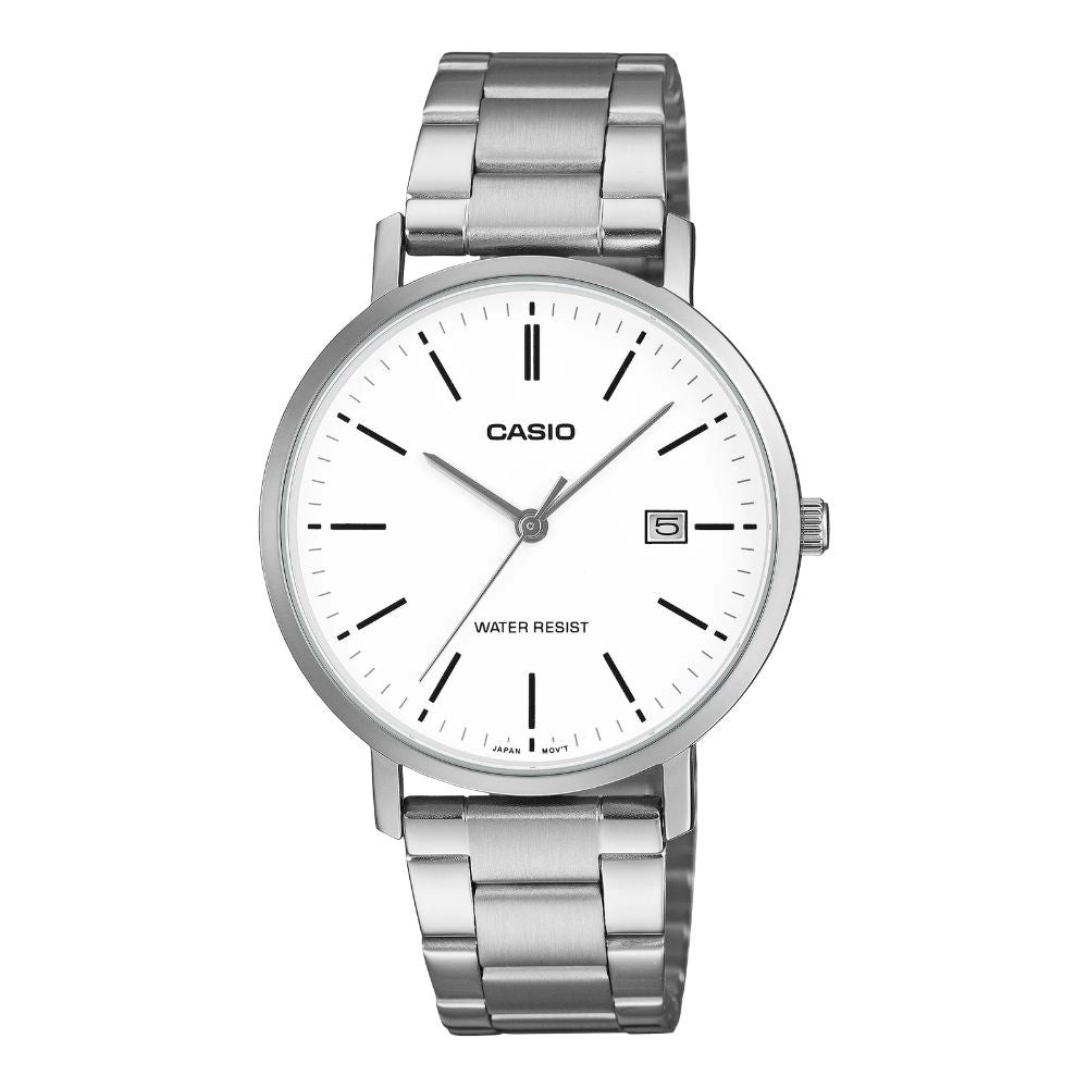 Casio Analogue, White Dial, Stainless Steel MTP-VT05D-7E