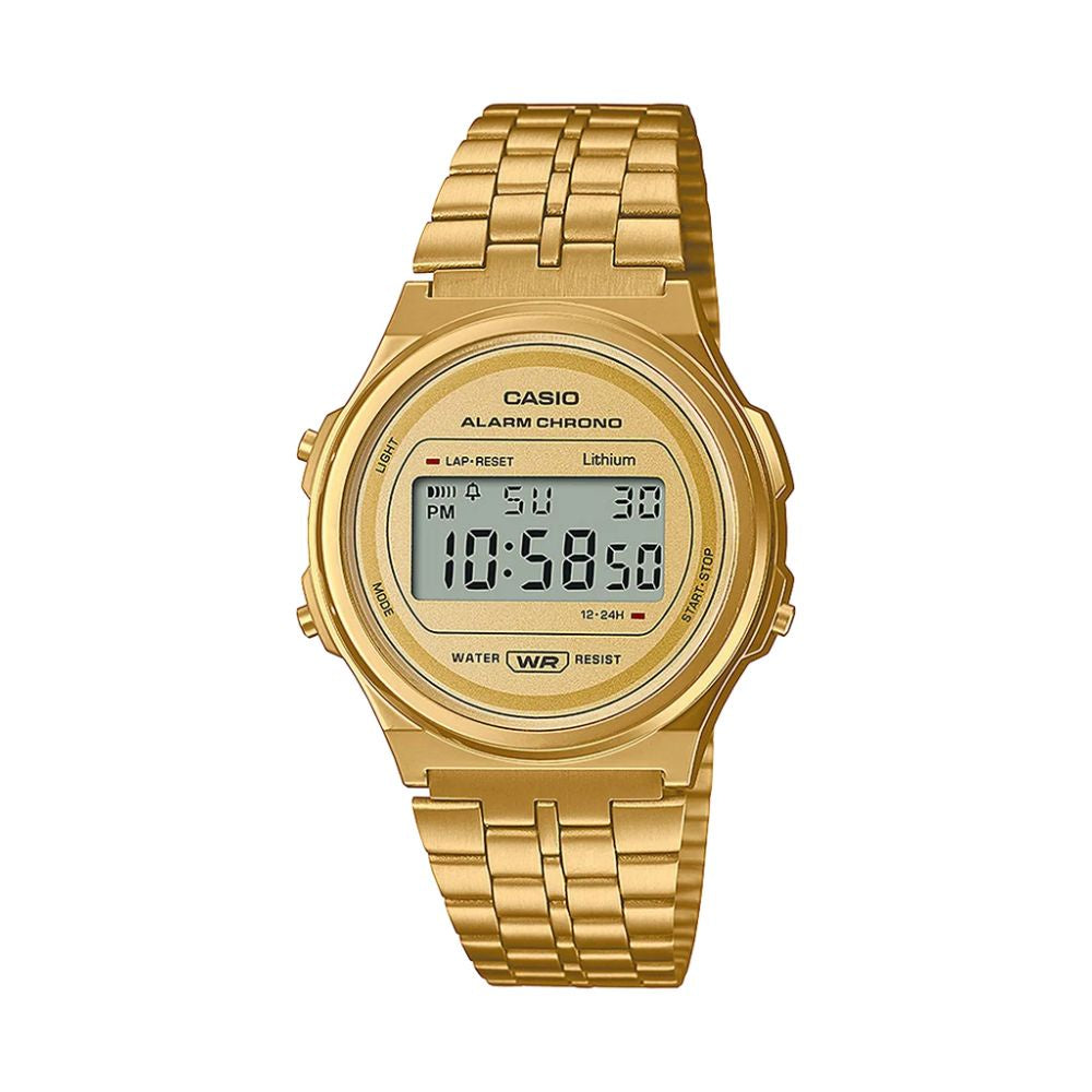 Casio Vintage Digital Round, Gold Tone S/Steel A171WEG-9A