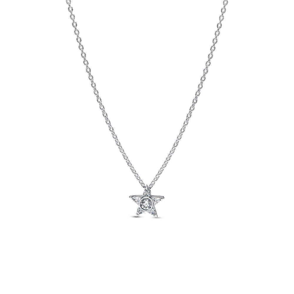 Star Sterling silver pendant necklace with clear c 395078C01-45