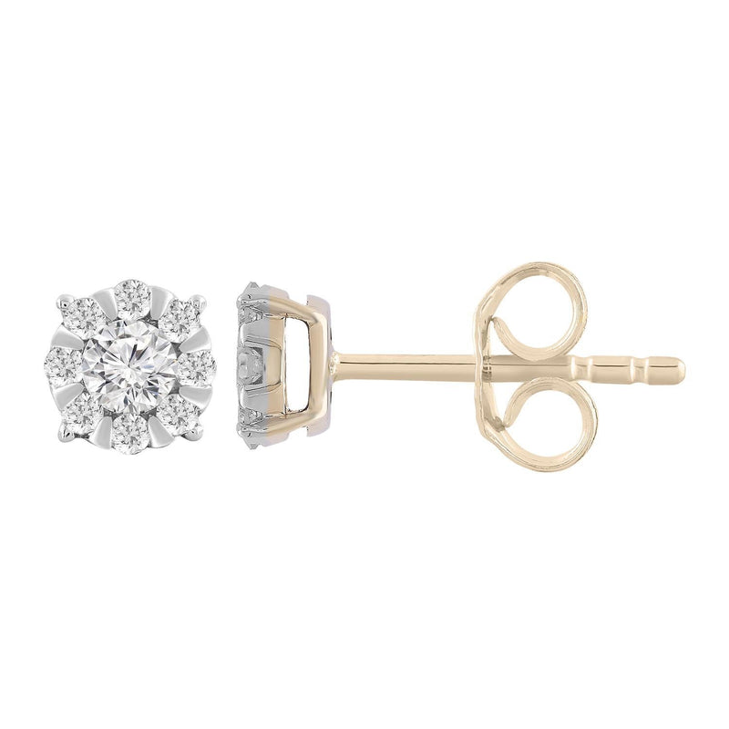 Stud Earrings with 0.25ct Diamonds in 9K Yellow Gold