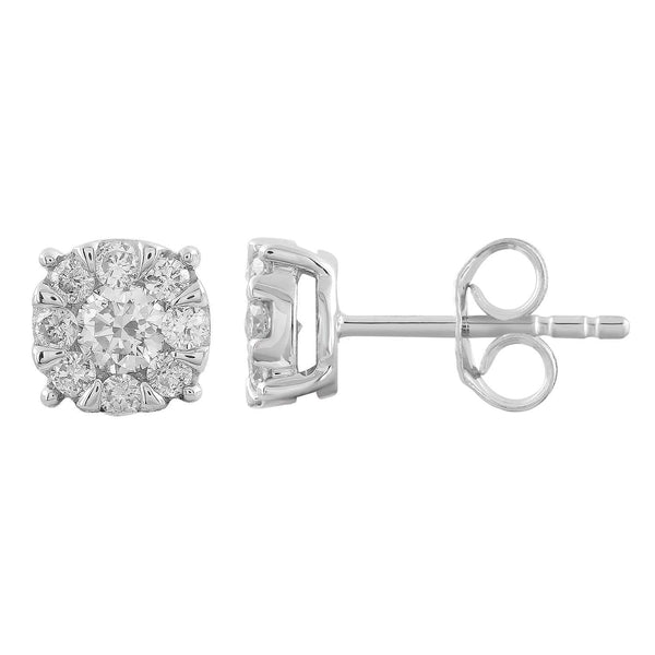 Stud Earrings with 0.5ct Diamonds in 9K White Gold