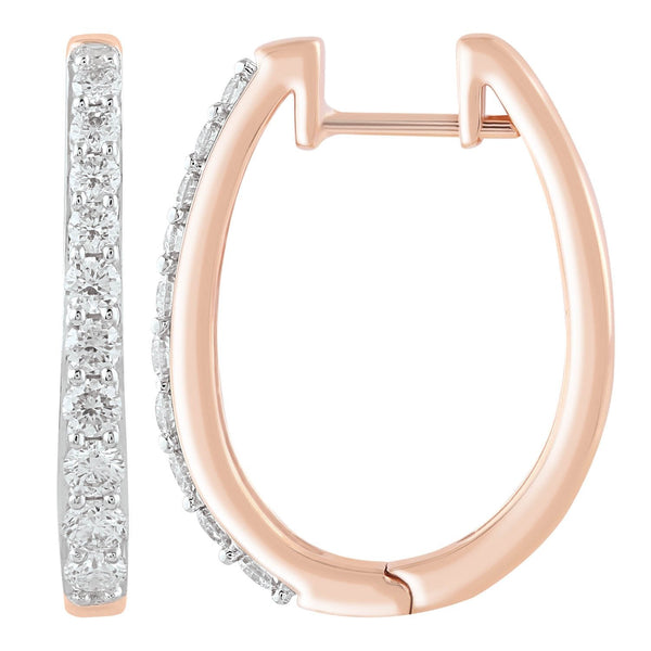 9ct Rose Gold 0.75ct Diamond Huggie Earrings