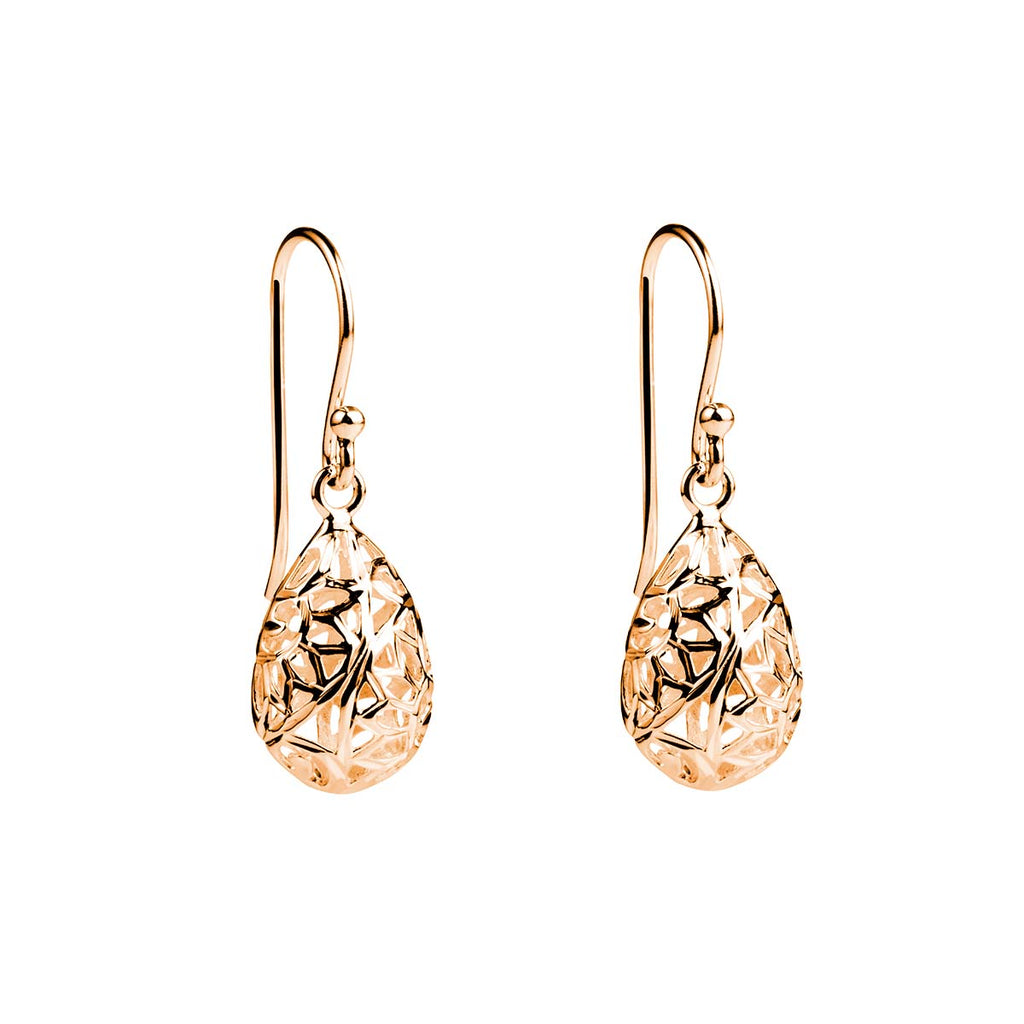 10x24mm yellow gold (14k 1mc) plated silver cutout teadrop on hook E3534