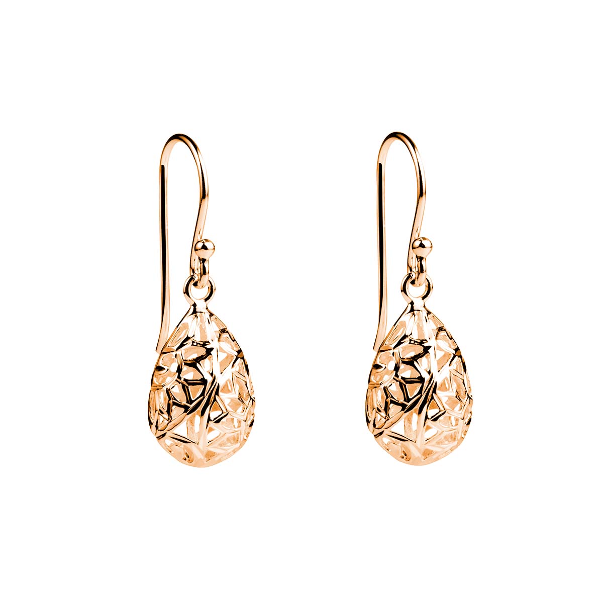 10x24mm yellow gold (14k 1mc) plated silver cutout teadrop on hook E3534