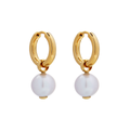 Jellydrop Sterling Silver Yellow Gold Plated Pearl Huggies E6662
