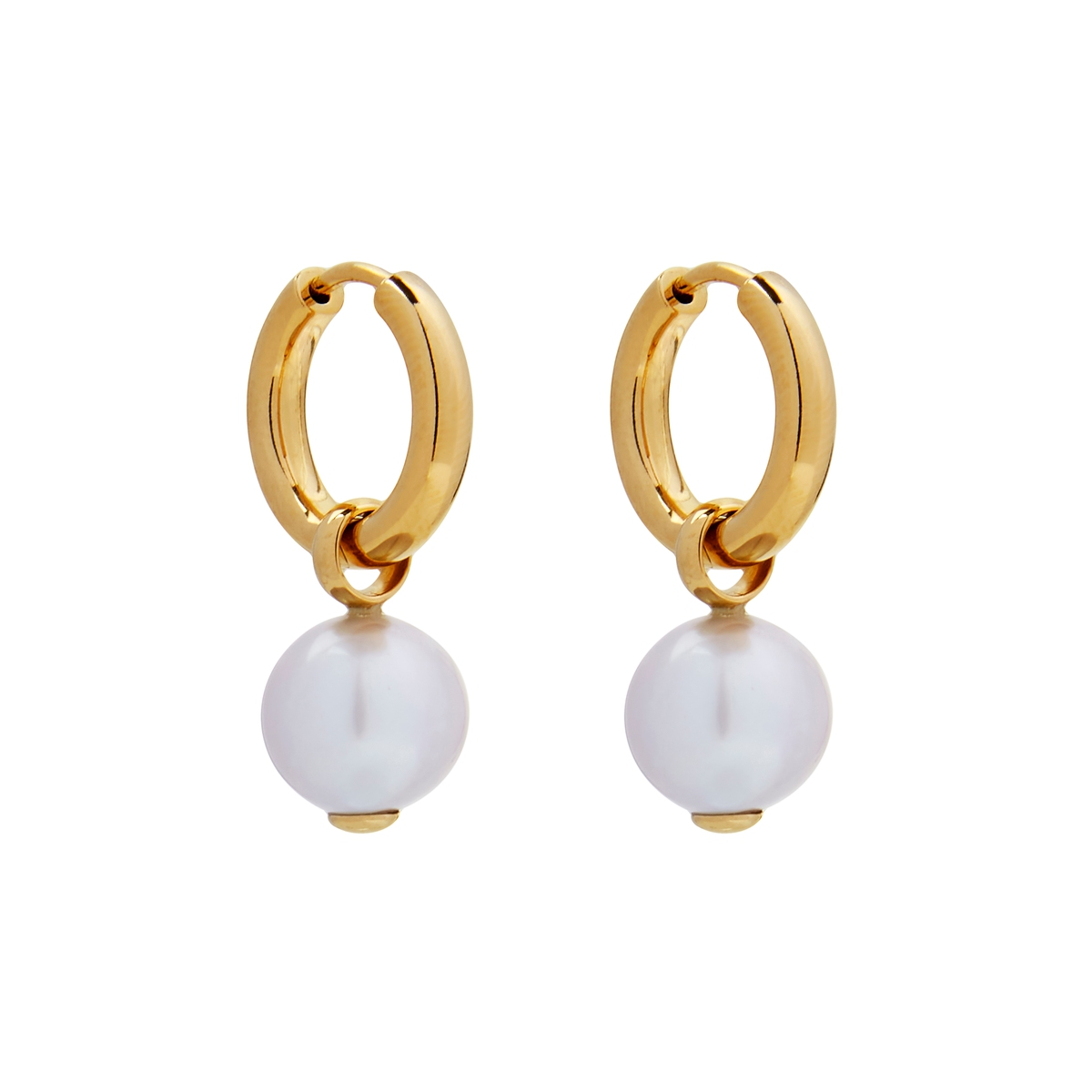 Jellydrop Sterling Silver Yellow Gold Plated Pearl Huggies E6662