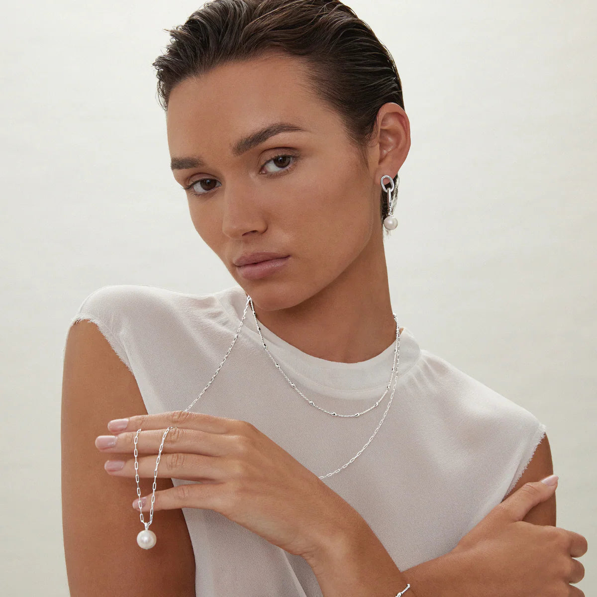 NAJO Sea Nymph Silver and Pearl Drop Earrings E7123