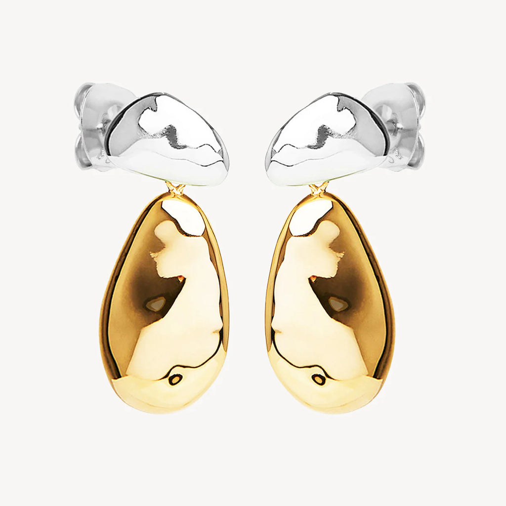 NAJO Double Pebblet Two-Tone Stud Earrings E7135