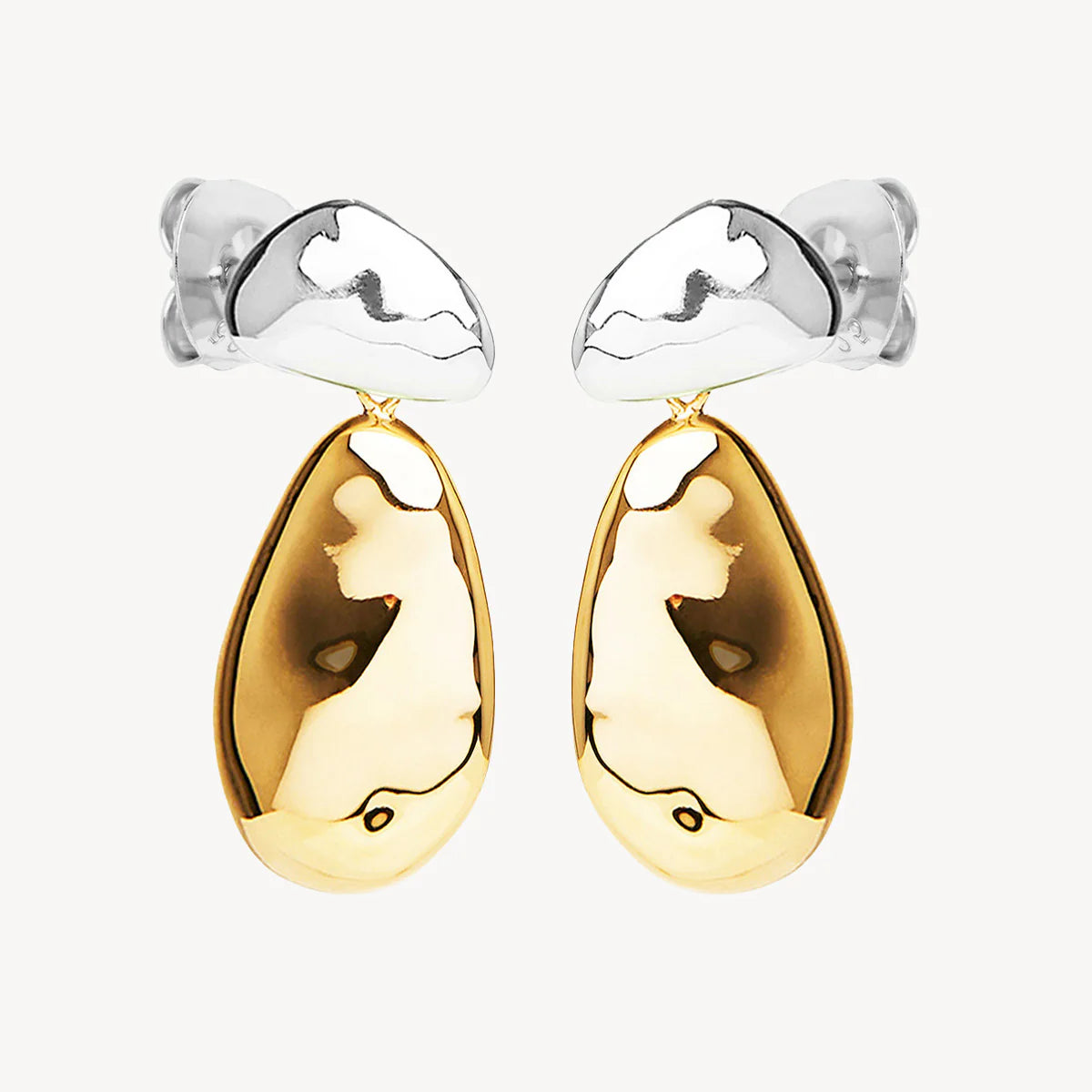 NAJO Double Pebblet Two-Tone Stud Earrings E7135