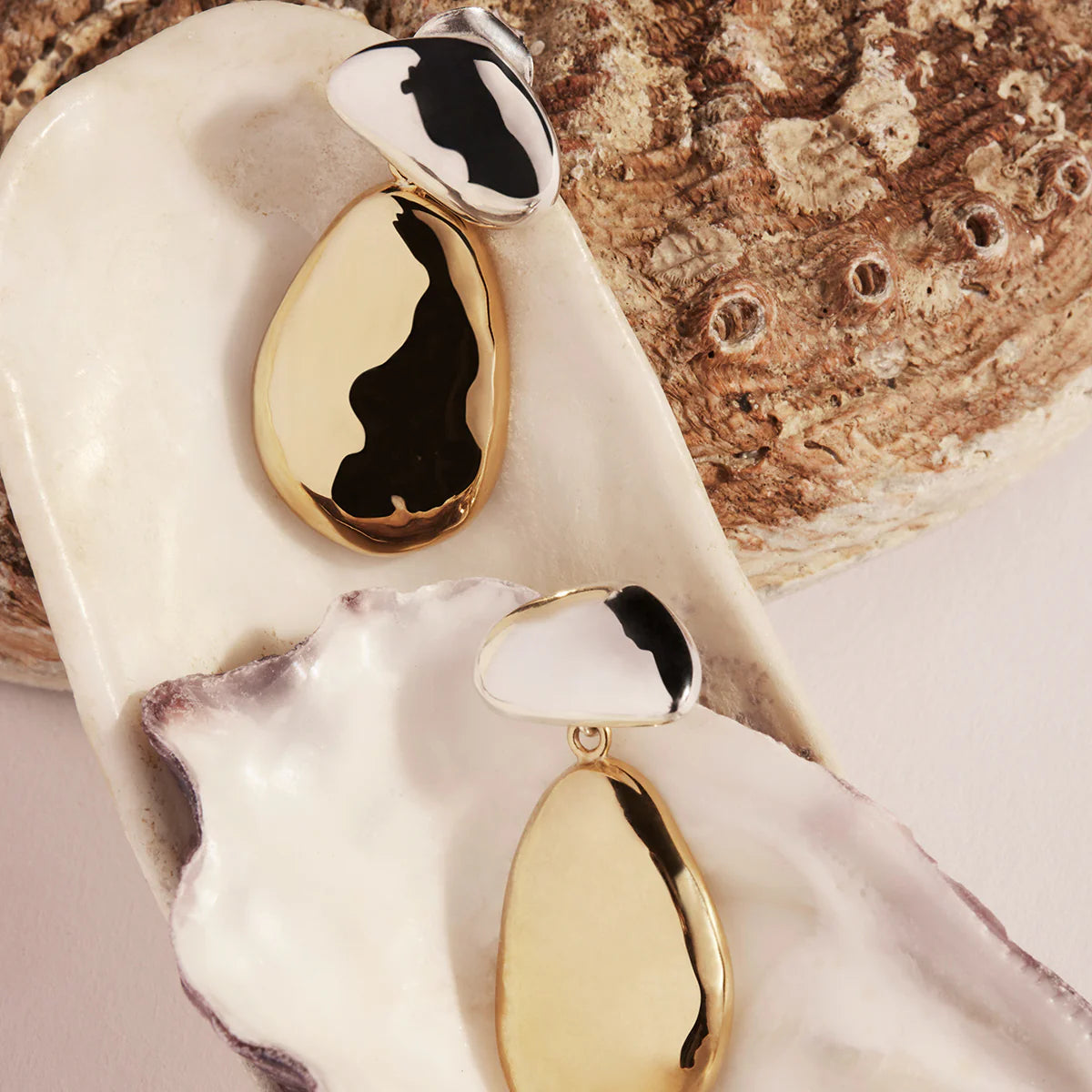 NAJO Double Pebblet Two-Tone Stud Earrings E7135