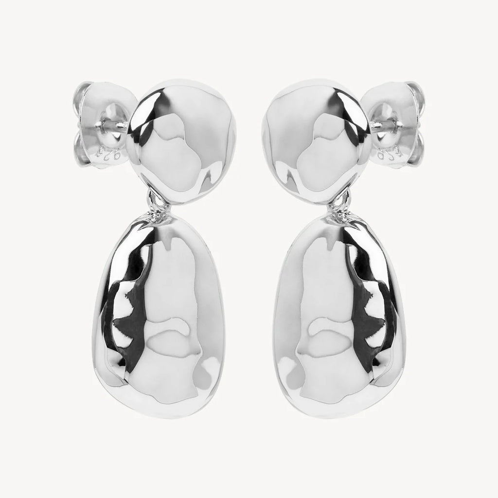 NAJO Double Pebblet Silver Stud Earrings E7136