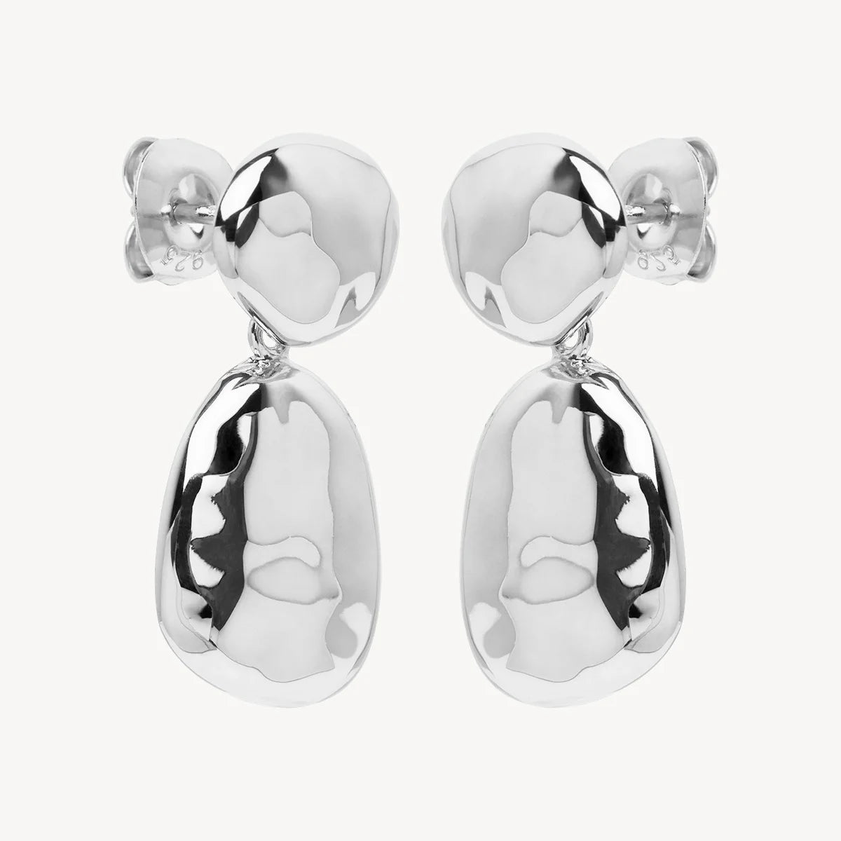 NAJO Double Pebblet Silver Stud Earrings E7136