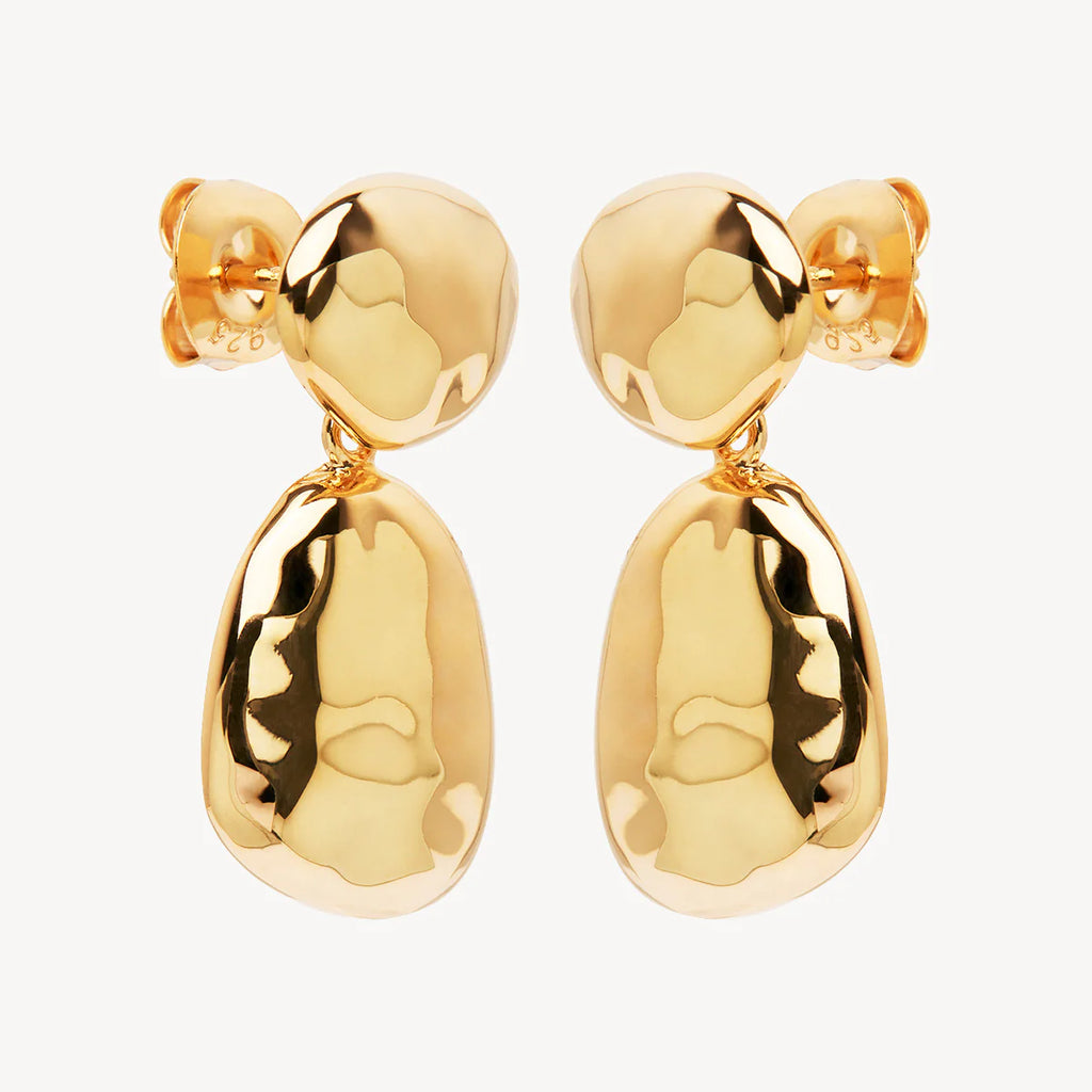 NAJO Double Pebblet Yellow Gold Stud Earrings E7137