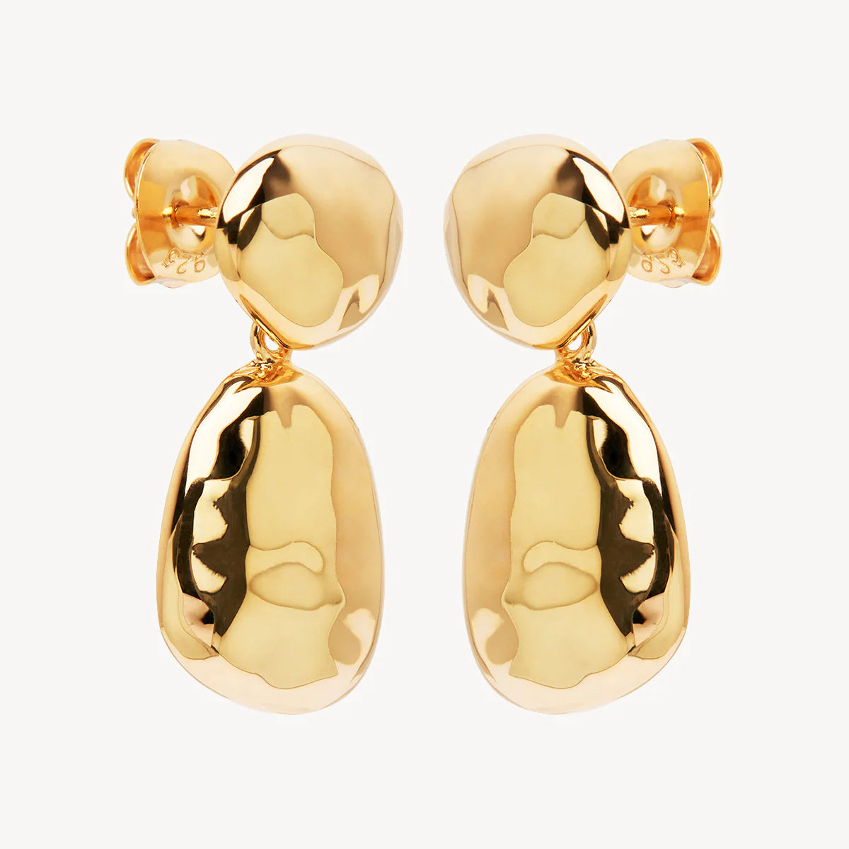 NAJO Double Pebblet Yellow Gold Stud Earrings E7137