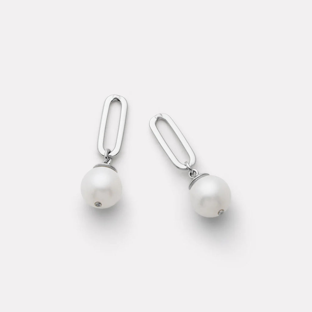 The Enchantress Pearl Drop Stud Earrings Silver E7169