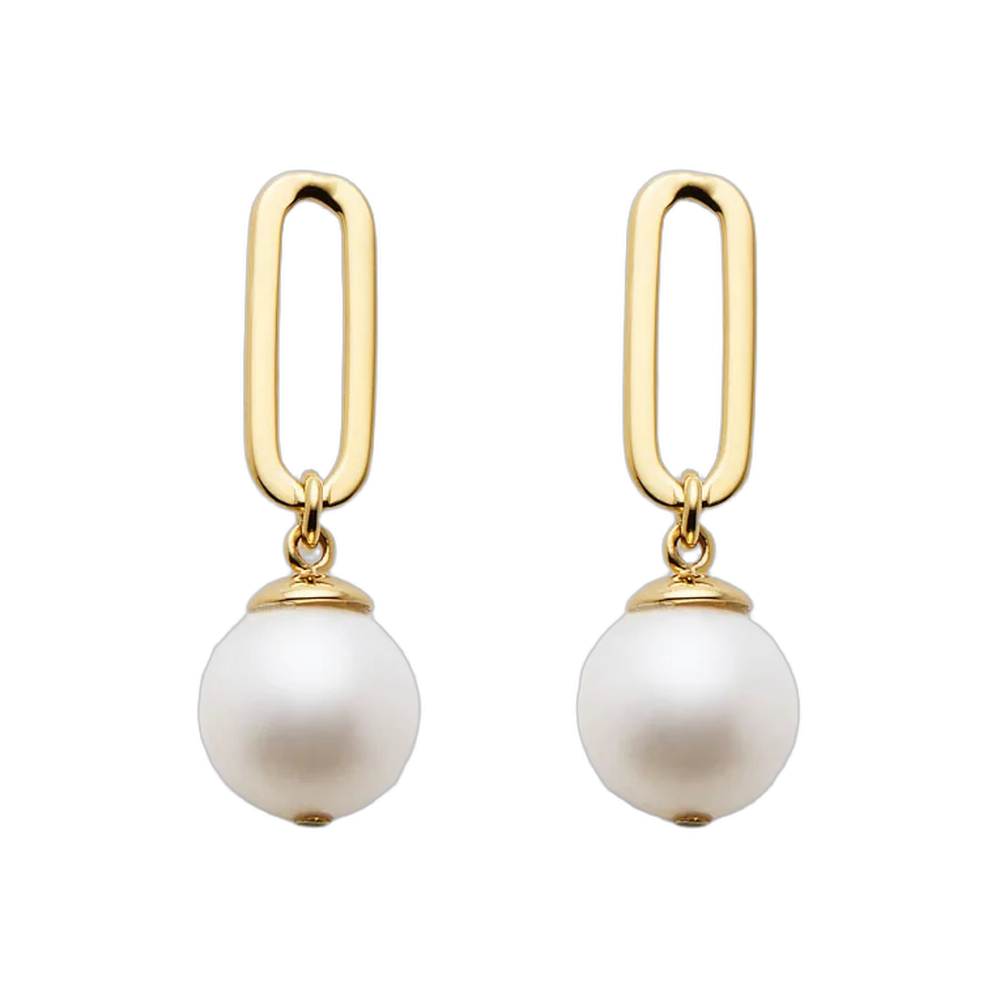 The Enchantress Pearl Drop Stud Earrings Yellow gold E7170