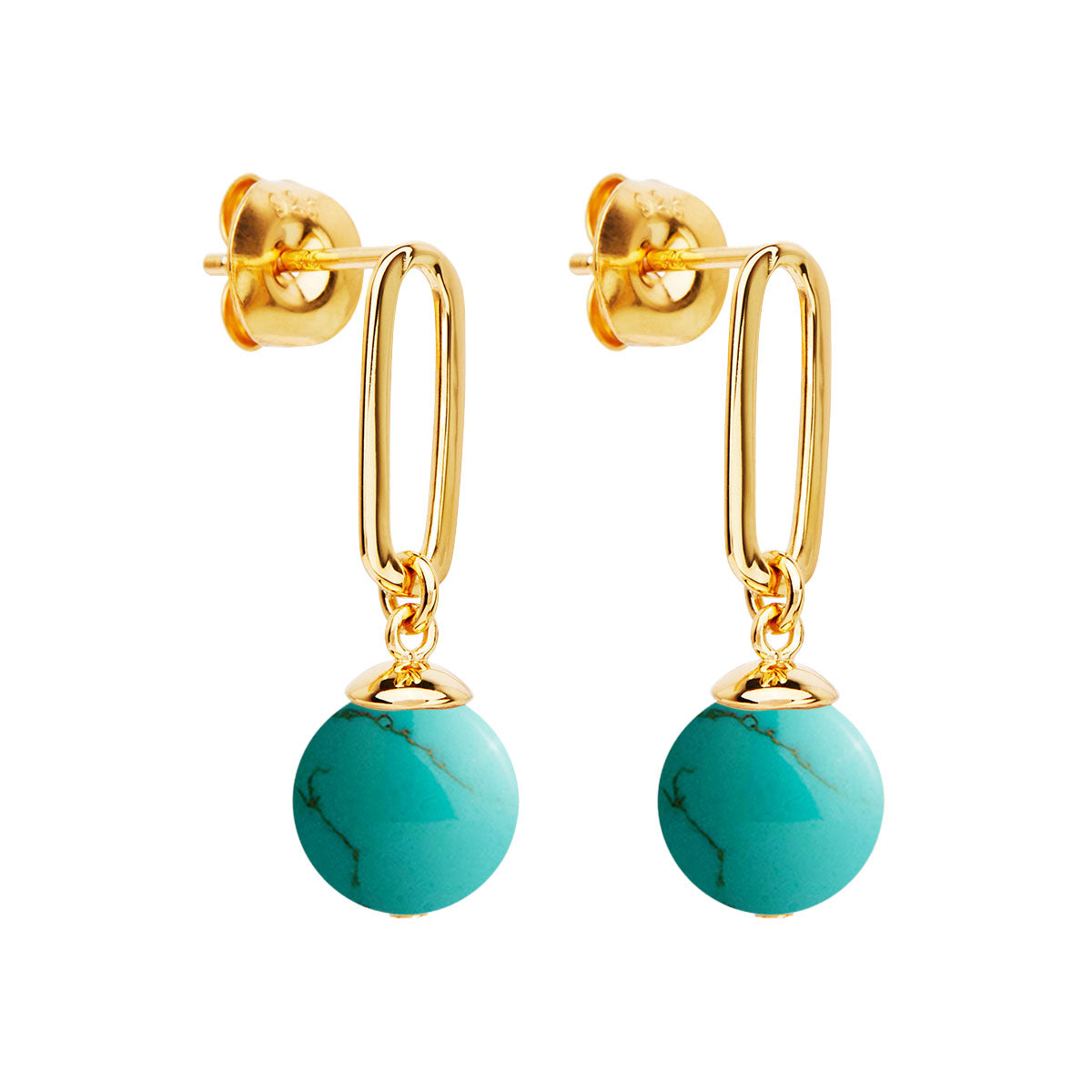 NAJO The Enchantress Yellow gold Turquoise Drop Stud Earrings E7198