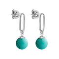 The Enchantress Turquoise Drop Stud Earrings - Silver
