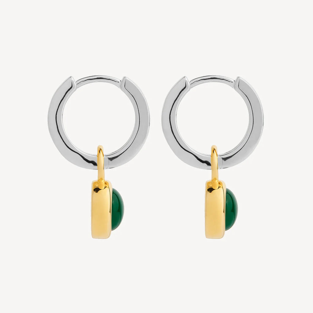 Solace 2-Tone Green Onyx Huggie Earring E7406