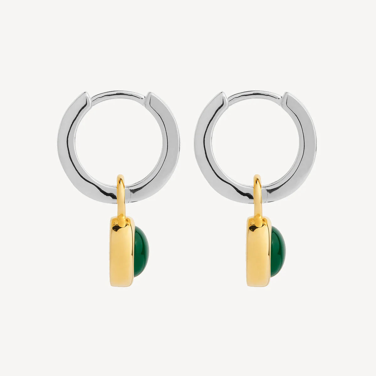 Solace 2-Tone Green Onyx Huggie Earring E7406