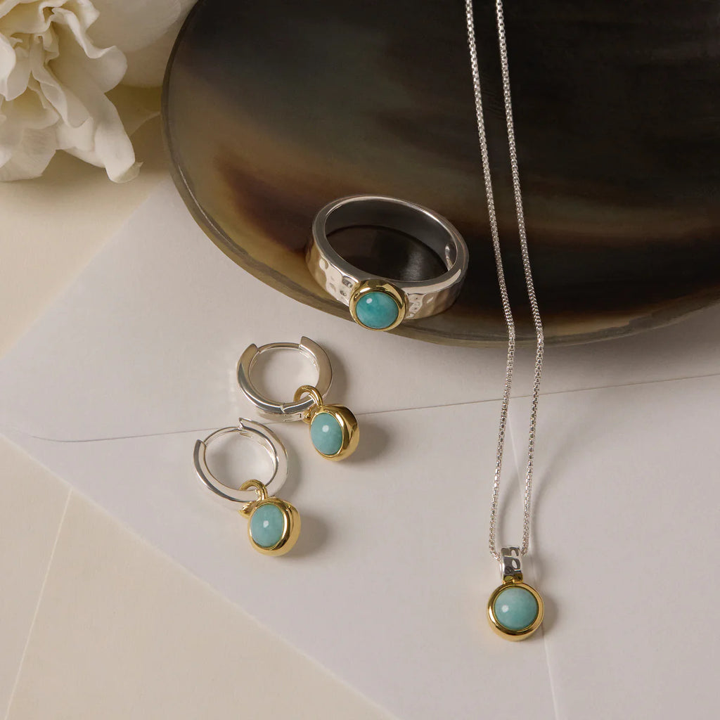 Solace 2-Tone Amazonite Huggie Earring e7407