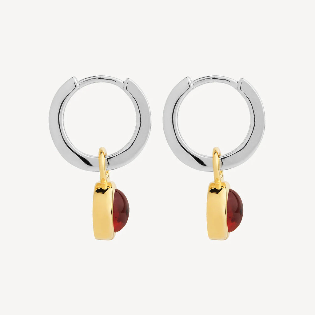 Solace 2-Tone Garnet Huggie Earring E7408