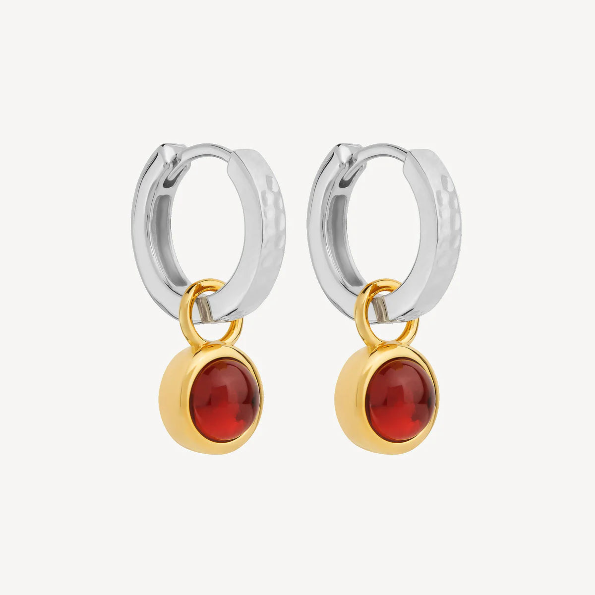 Solace 2-Tone Garnet Huggie Earring E7408