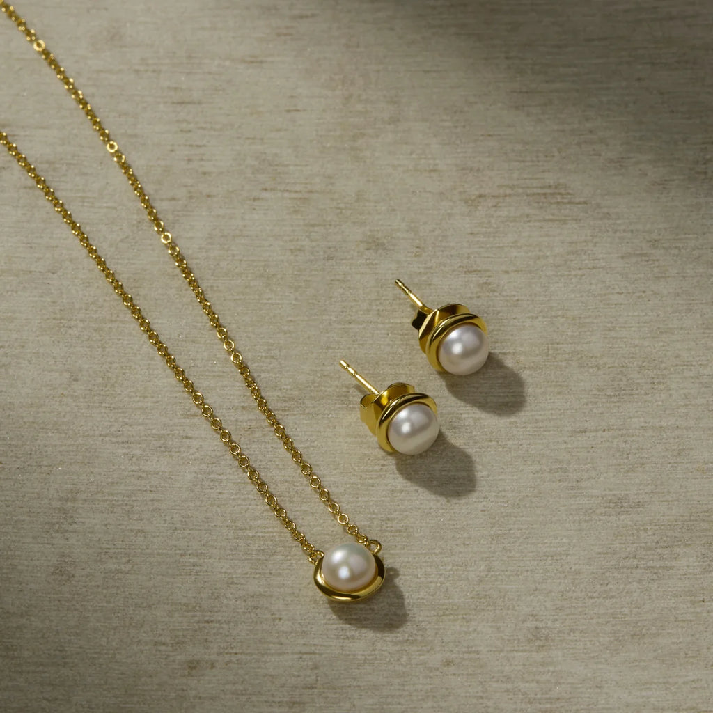 Moonbeam Pearl Necklace N7637 YG