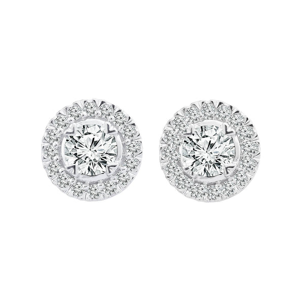 9ct White Gold 0.50ct Diamond Halo Stud Earrings