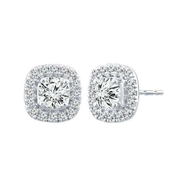 9ct White Gold 0.25ct Diamond Halo Stud Earrings