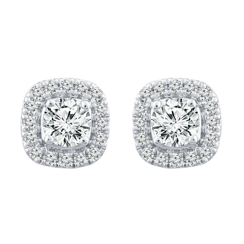 9ct White Gold 0.25ct Diamond Halo Stud Earrings