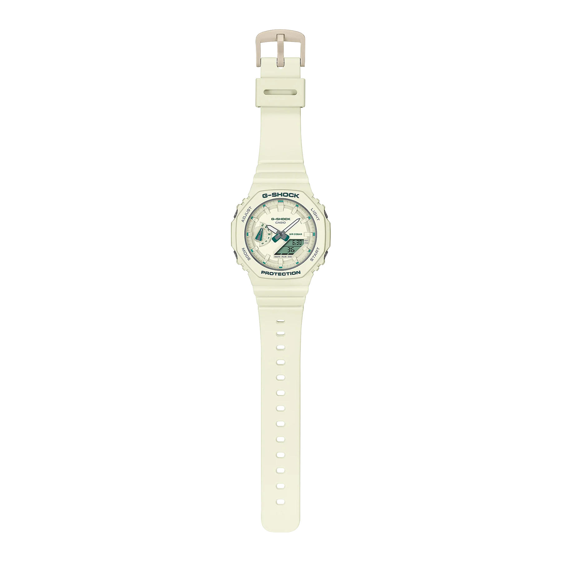 CASIO G-Shock 200m, white face, resin band GMAS2100GA-7A