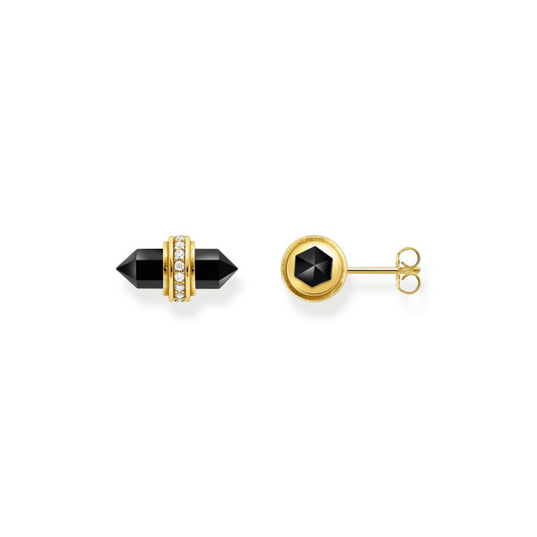 THOMAS SABO Crystal Ear Studs with Onyx Gold